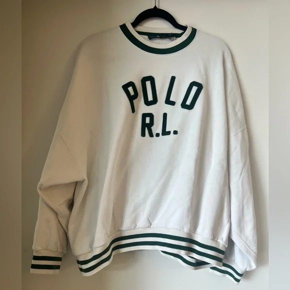 Polo by Ralph Lauren Classic Green and White Crewneck Sweater - Picture 2 of 2